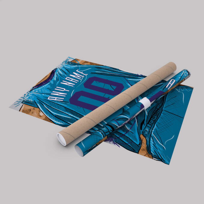 Charlotte Hornets Jersey Personalized Jersey NBA Custom Name and Number Canvas Wall Art Home Decor Framed Poster Man Cave Gift