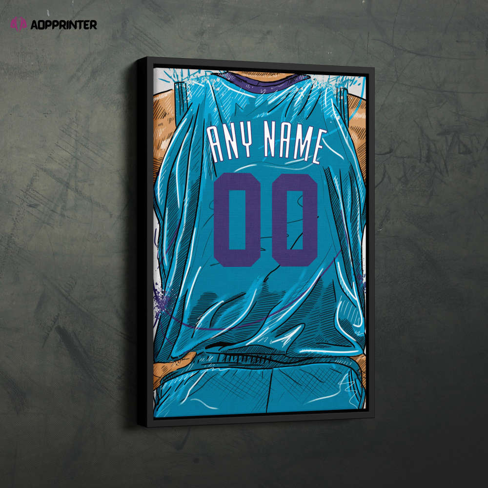 Charlotte Hornets Jersey Personalized Jersey NBA Custom Name and Number Canvas Wall Art Home Decor Framed Poster Man Cave Gift Charlotte Hornets Jersey Personalized Jersey NBA Custom Name and Number Canvas Wall Art Home Decor Framed Poster Man Cave Gift