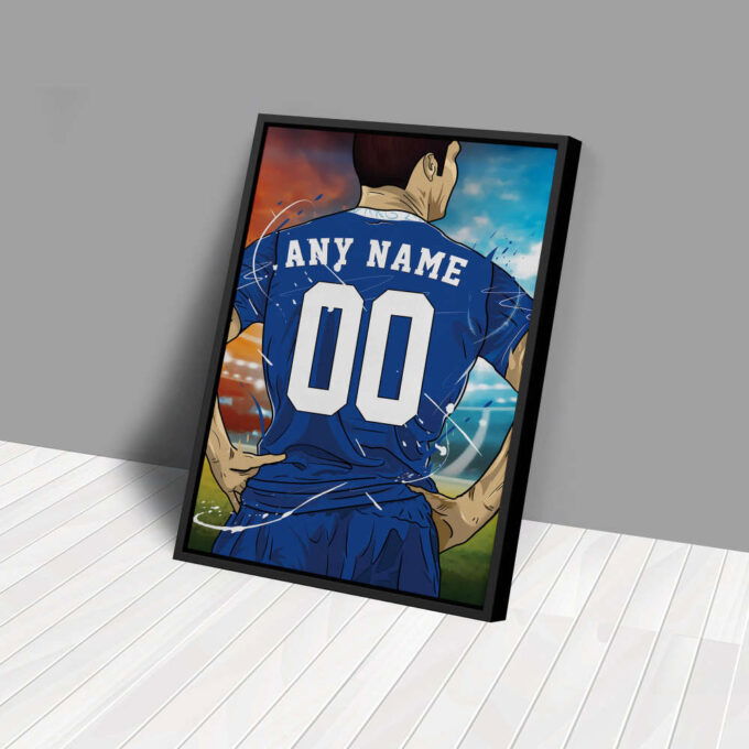 Chelsea F.C Jersey Soccer Personalized Jersey Custom Name and Number Canvas Wall Art Home Decor Framed Poster Man Cave Gift