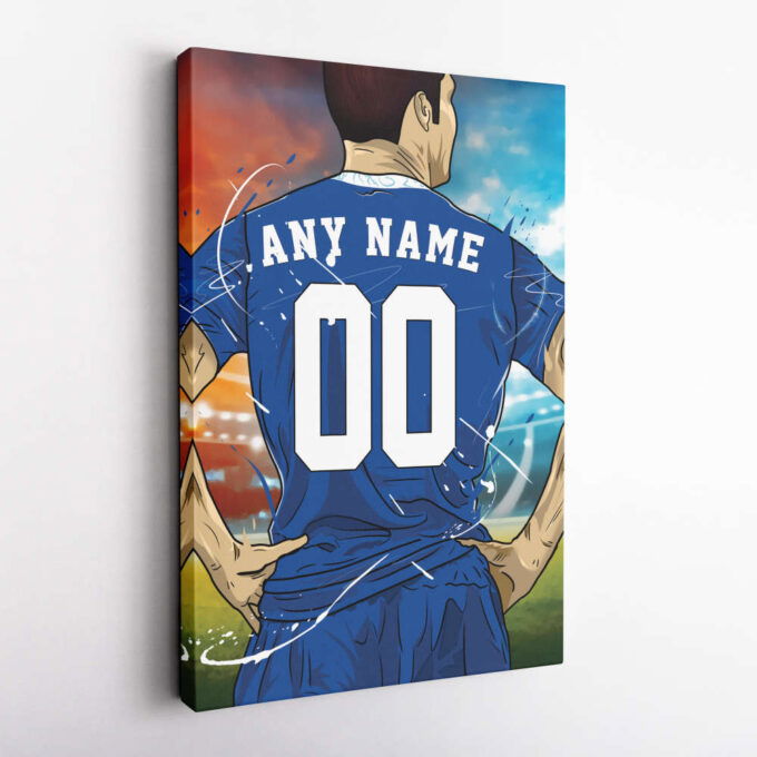 Chelsea F.C Jersey Soccer Personalized Jersey Custom Name and Number Canvas Wall Art Home Decor Framed Poster Man Cave Gift