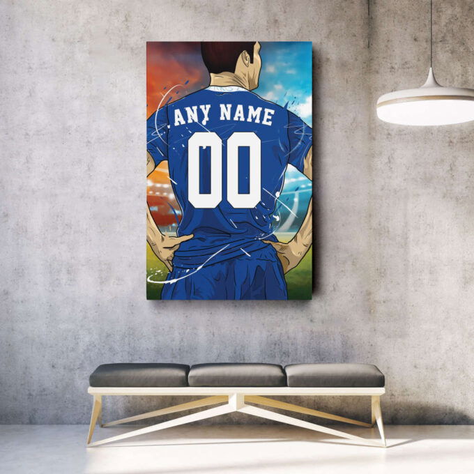 Chelsea F.C Jersey Soccer Personalized Jersey Custom Name and Number Canvas Wall Art Home Decor Framed Poster Man Cave Gift