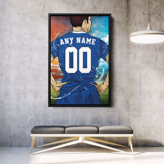 Chelsea F.C Jersey Soccer Personalized Jersey Custom Name and Number Canvas Wall Art Home Decor Framed Poster Man Cave Gift