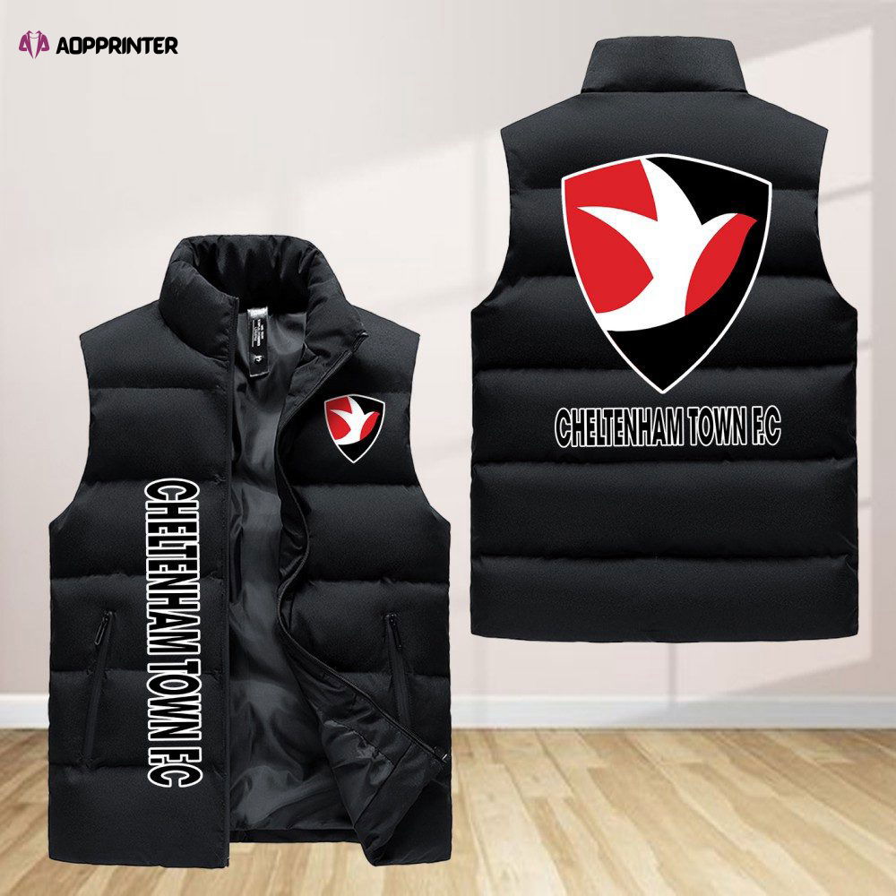 Cheltenham Town F.C Sleeveless Puffer Jacket Custom For Fans Gifts Cheltenham Town F.C Sleeveless Puffer Jacket Custom For Fans Gifts