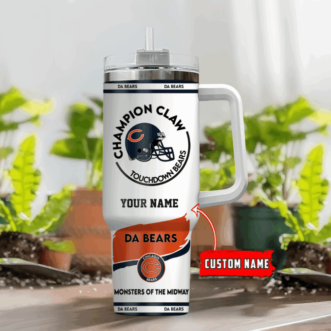 Chicago Bears Champion Claw NFL Personalized Stanley Tumbler 40Oz Gift for Fans