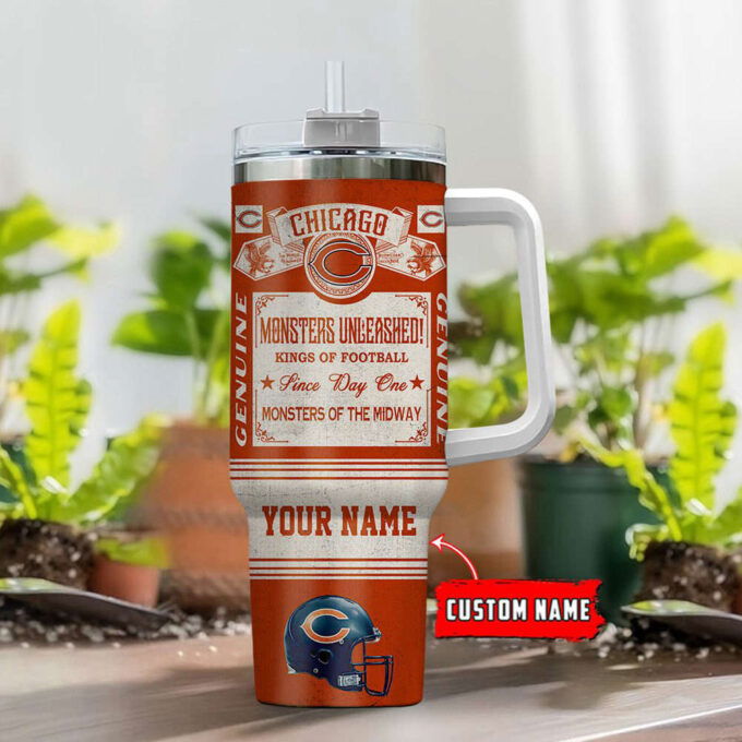 Chicago Bears NFL Vintage King Of Football Custom Name 40oz Stanley Tumbler Gift for Fans