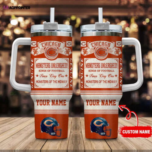 Chicago Bears NFL Vintage King Of Football Custom Name 40oz Stanley Tumbler Gift for Fans