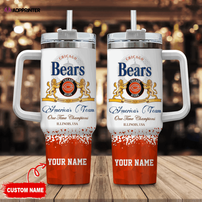 Chicago Bears Personalized NFL Champions Modelo 40oz Stanley Tumbler Gift for Fans