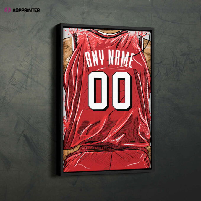 Chicago Bulls Jersey Personalized Jersey NBA Custom Name and Number Canvas Wall Art Home Decor Framed Poster Man Cave Gift