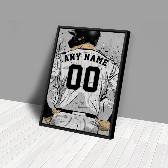 Chicago White Sox Jersey MLB Personalized Jersey Custom Name and Number Canvas Wall Art Home Decor Framed Poster Man Cave Gift