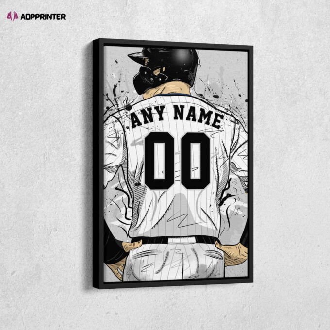 Chicago White Sox Jersey MLB Personalized Jersey Custom Name and Number Canvas Wall Art Home Decor Framed Poster Man Cave Gift