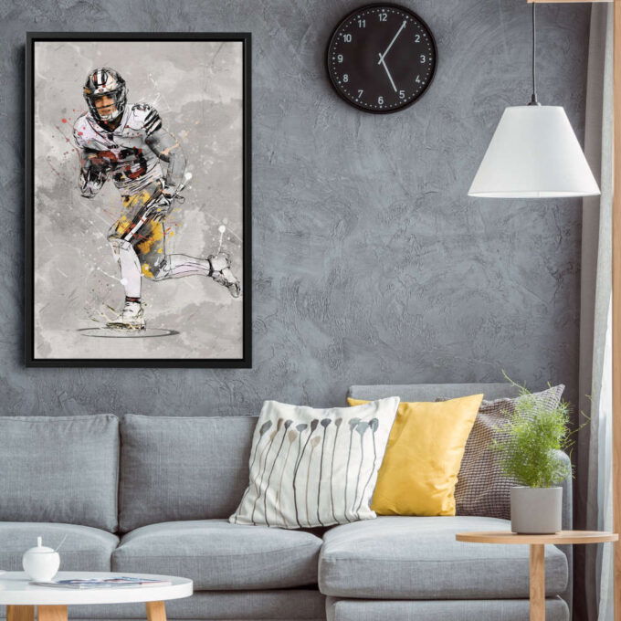 Christian McCaffrey Poster San Francisco 49ers NFL Canvas Wall Art Home Decor Framed Poster Man Cave Gift