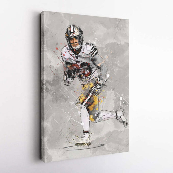 Christian McCaffrey Poster San Francisco 49ers NFL Canvas Wall Art Home Decor Framed Poster Man Cave Gift