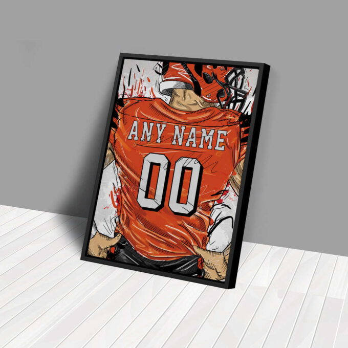 Cincinnati Bengals Jersey Personalized Jersey NFL Custom Name and Number Canvas Wall Art Home Decor Framed Poster Man Cave Gift