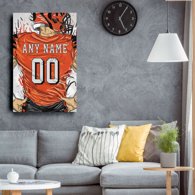 Cincinnati Bengals Jersey Personalized Jersey NFL Custom Name and Number Canvas Wall Art Home Decor Framed Poster Man Cave Gift