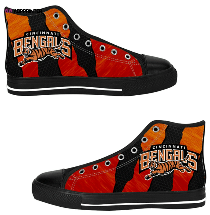 Cincinnati Bengals NFL Football Custom Canvas High Top Shoes Cincinnati Bengals NFL Football Custom Canvas High Top Shoes