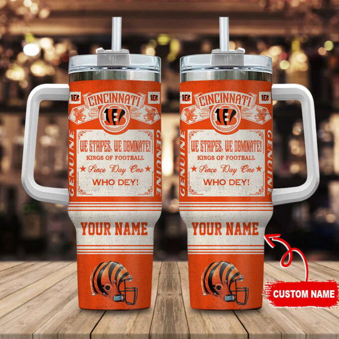 Cincinnati Bengals NFL Vintage King Of Football Custom Name 40oz Stanley Tumbler Gift for Fans