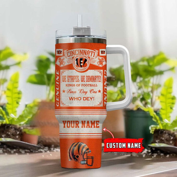 Cincinnati Bengals NFL Vintage King Of Football Custom Name 40oz Stanley Tumbler Gift for Fans