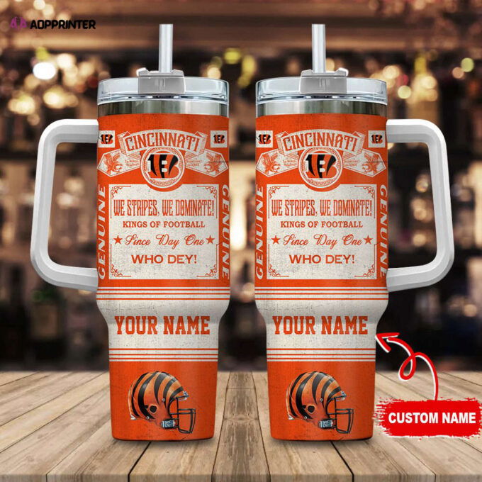 Cincinnati Bengals NFL Vintage King Of Football Custom Name 40oz Stanley Tumbler Gift for Fans