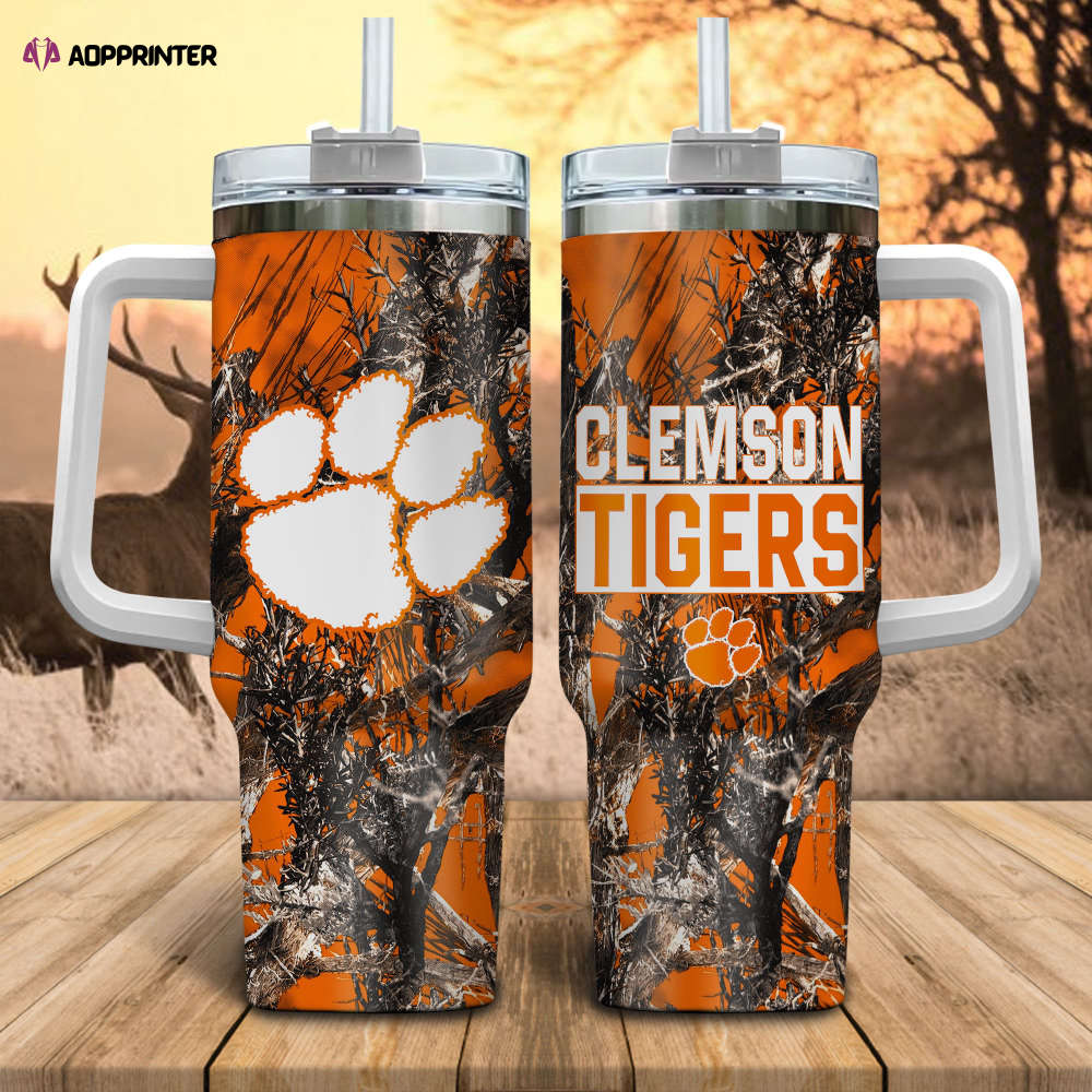 Clemson Tigers NCAA Hunting Personalized Stanley Tumbler 40oz Gift for Fans Clemson Tigers NCAA Hunting Personalized Stanley Tumbler 40oz Gift for Fans
