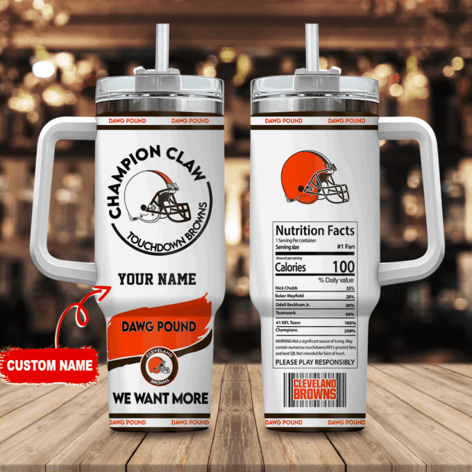 Cleveland Browns Champion Claw NFL Personalized Stanley Tumbler 40Oz Gift for Fans
