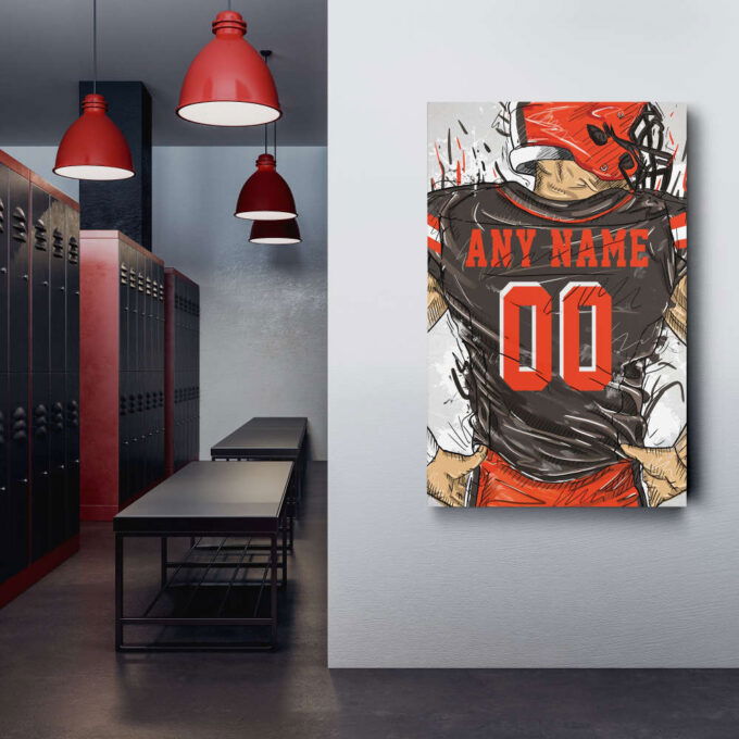 Cleveland Browns Jersey Personalized Jersey NFL Custom Name and Number Canvas Wall Art Home Decor Framed Poster Man Cave Gift