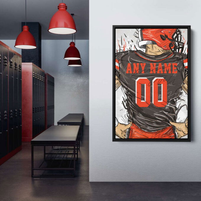 Cleveland Browns Jersey Personalized Jersey NFL Custom Name and Number Canvas Wall Art Home Decor Framed Poster Man Cave Gift