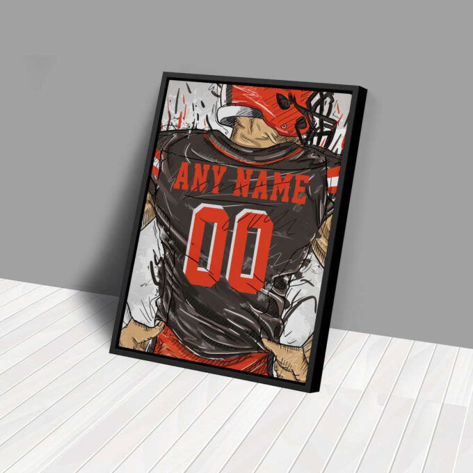 Cleveland Browns Jersey Personalized Jersey NFL Custom Name and Number Canvas Wall Art Home Decor Framed Poster Man Cave Gift