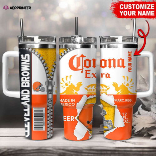 Cleveland Browns NFL Corona Extra Personalized Stanley Tumbler 40Oz Gift for Fans