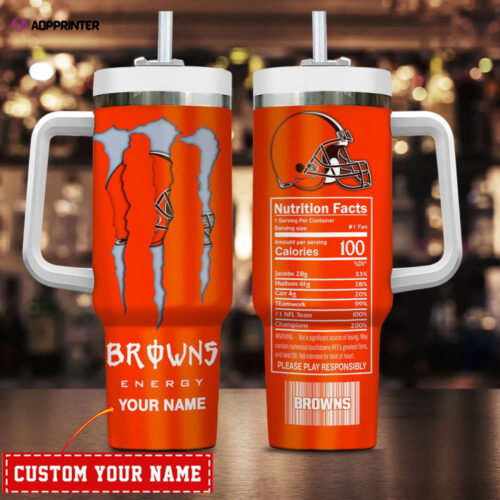 Cart 4 Cleveland Browns NFL Energy Nutrition Facts Personalized Stanley Tumbler 40Oz Gift for Fans
