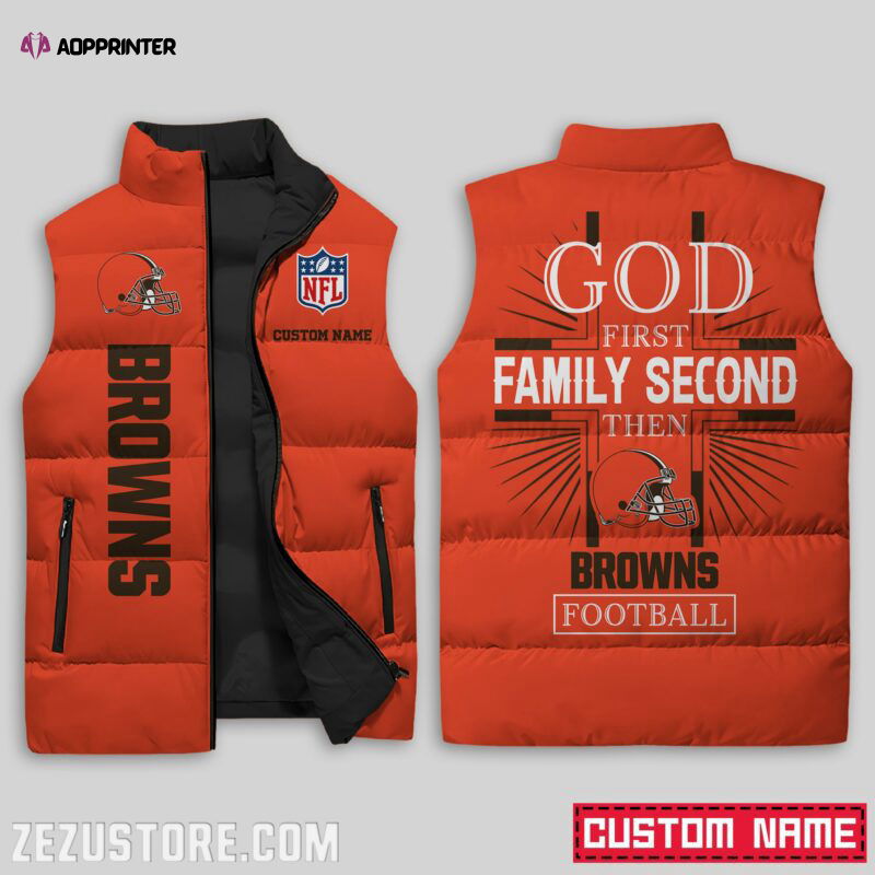 Cleveland Browns NFL Sleeveless Puffer Jacket Custom For Fans Gifts Cleveland Browns NFL Sleeveless Puffer Jacket Custom For Fans Gifts