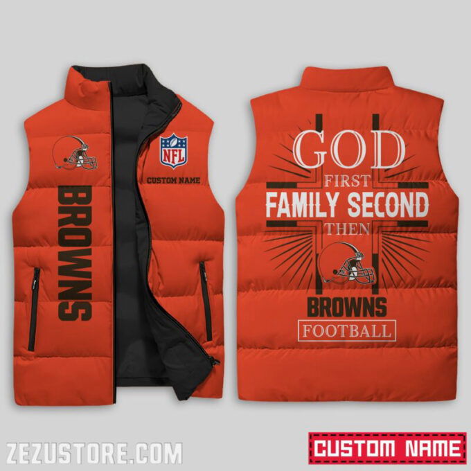Cleveland Browns NFL Sleeveless Puffer Jacket Custom For Fans Gifts