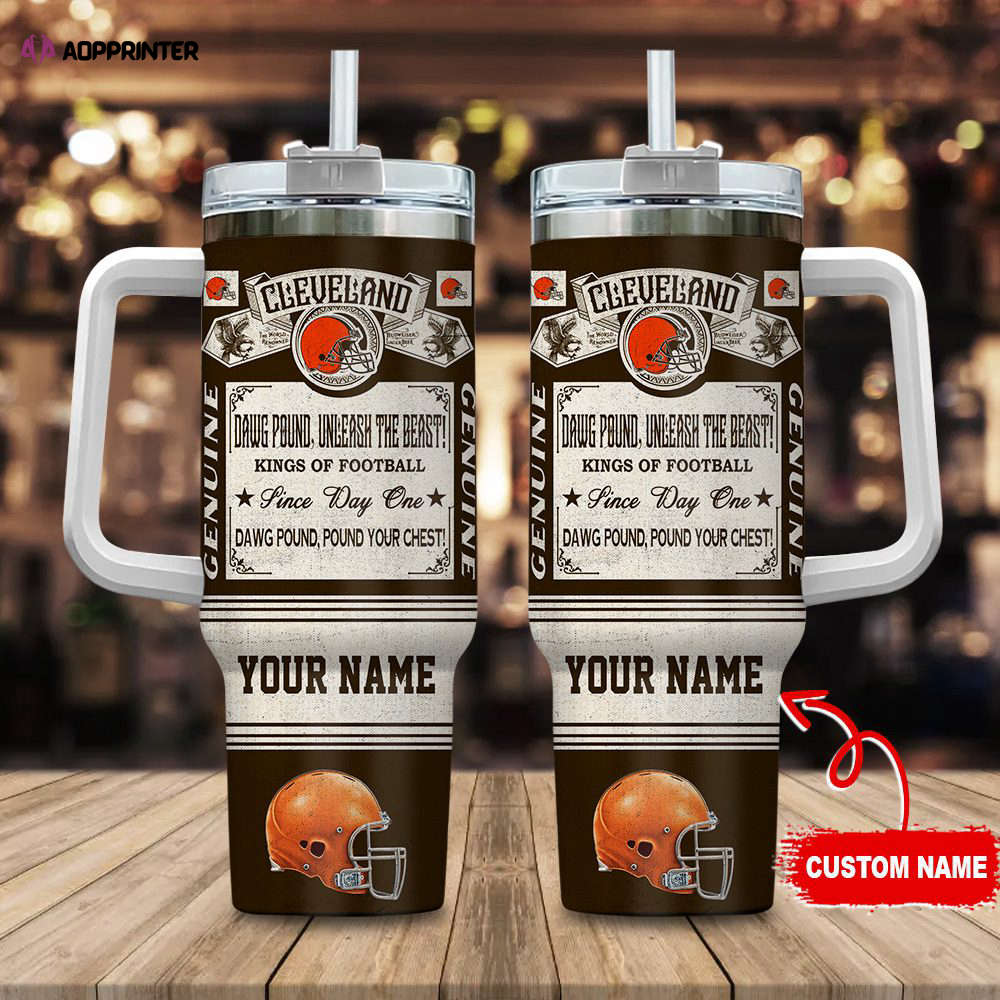 Cleveland Browns NFL Vintage King Of Football Custom Name 40oz Stanley Tumbler Gift for Fans Cleveland Browns NFL Vintage King Of Football Custom Name 40oz Stanley Tumbler Gift for Fans