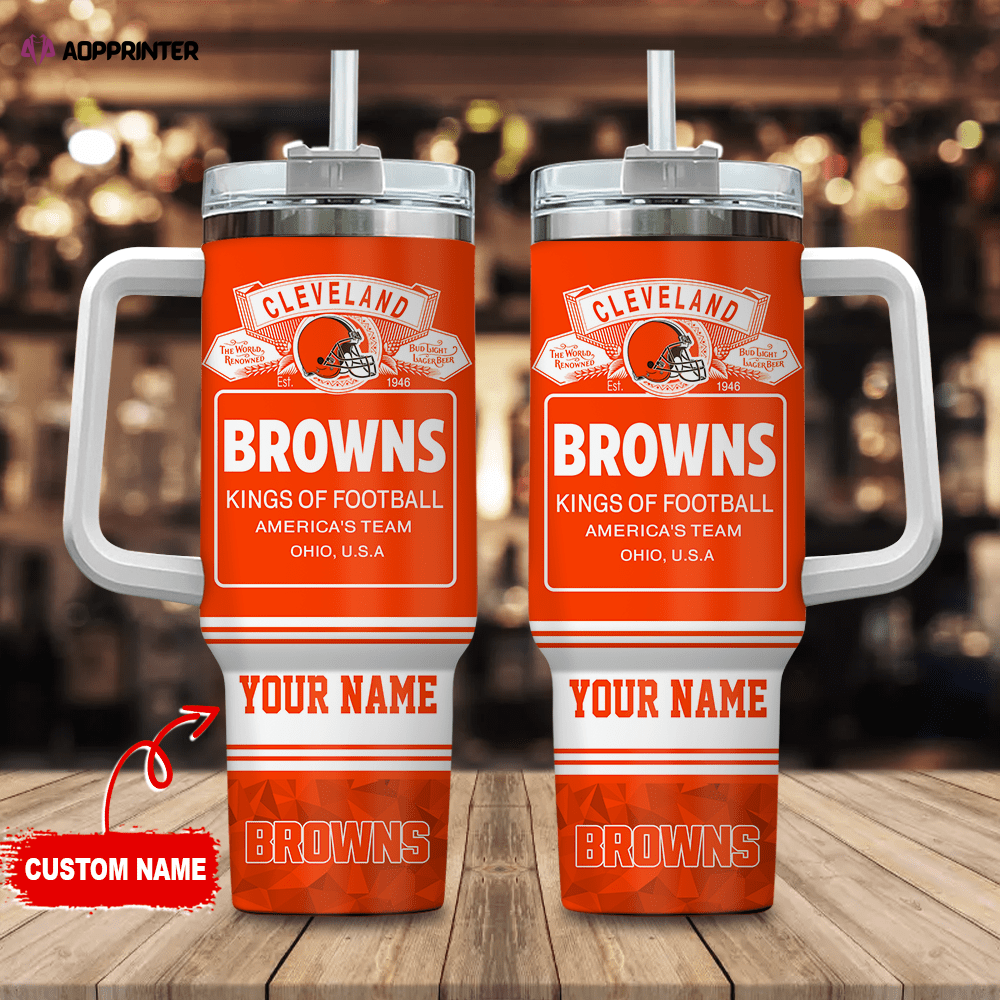 Cleveland Browns Personalized NFL Bud Light 40oz Stanley Tumbler Gift for Fans Cleveland Browns Personalized NFL Bud Light 40oz Stanley Tumbler Gift for Fans