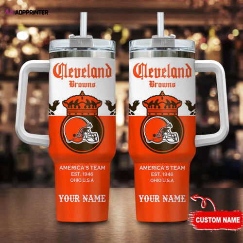 Cleveland Browns Personalized NFL Corona Extra 40oz Stanley Tumbler Gift for Fans