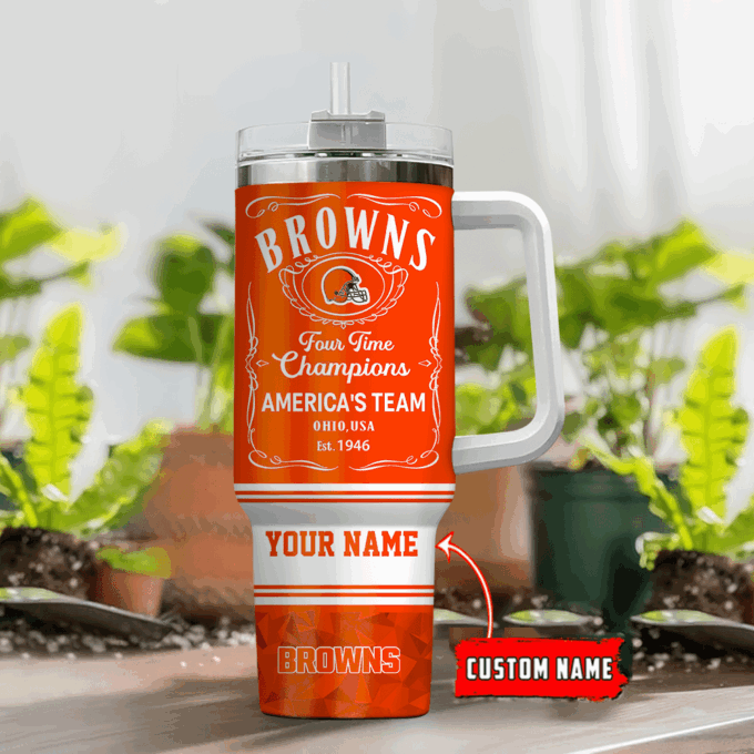 Cleveland Browns Personalized NFL Jack Daniel’s 40oz Stanley Tumbler Gift for Fans