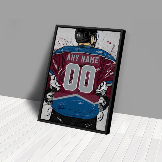 Colorado Avalanche Jersey NHL Personalized Jersey Custom Name and Number Canvas Wall Art Home Decor Framed Poster Man Cave Gift