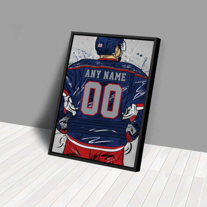 Columbus Blue Jackets Jersey NHL Personalized Jersey Custom Name and Number Canvas Wall Art Home Decor Framed Poster Man Cave Gift