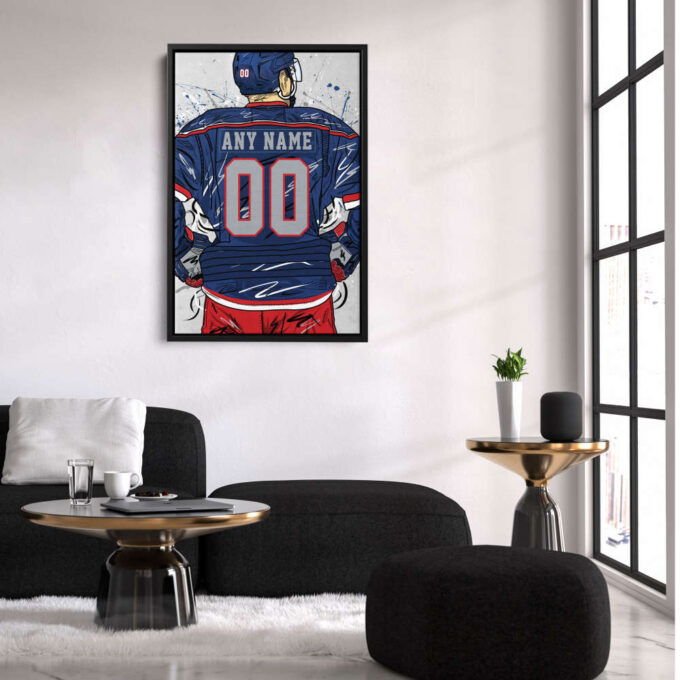 Columbus Blue Jackets Jersey NHL Personalized Jersey Custom Name and Number Canvas Wall Art Home Decor Framed Poster Man Cave Gift
