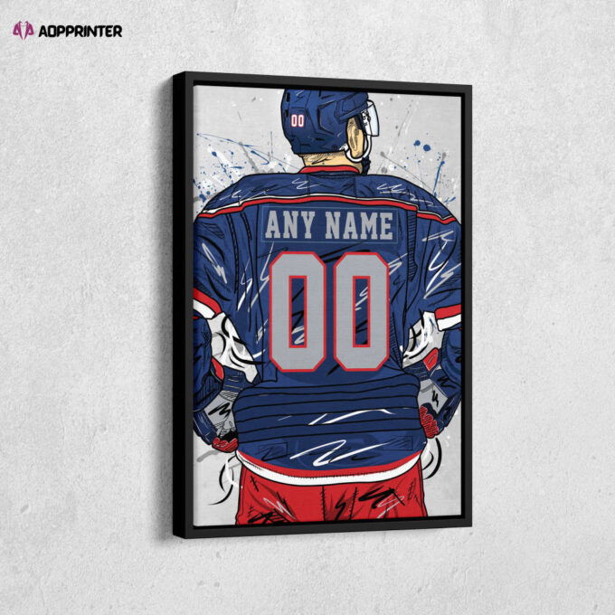 Columbus Blue Jackets Jersey NHL Personalized Jersey Custom Name and Number Canvas Wall Art Home Decor Framed Poster Man Cave Gift