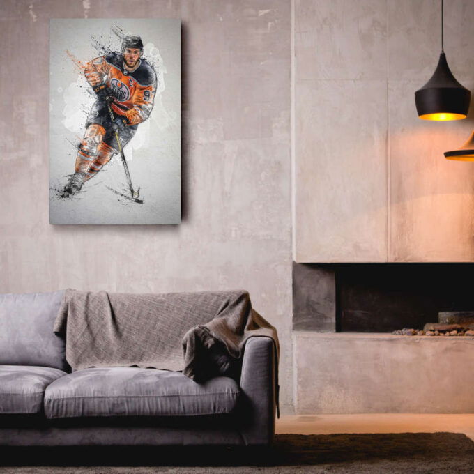 Connor McDavid Poster Edmonton Oilers NHL Framed Wall Art Home Decor Canvas Print Artwork