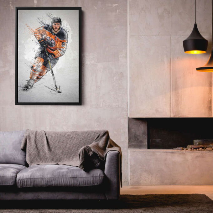 Connor McDavid Poster Edmonton Oilers NHL Framed Wall Art Home Decor Canvas Print Artwork