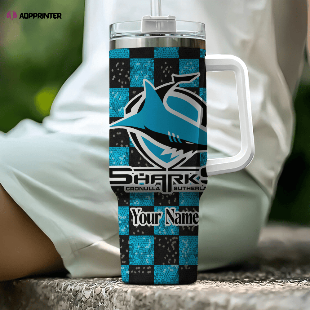 Cronulla Sutherland Sharks NRL Personalized Stanley Tumbler 40oz Gift for Fans Cronulla Sutherland Sharks NRL Personalized Stanley Tumbler 40oz Gift for Fans