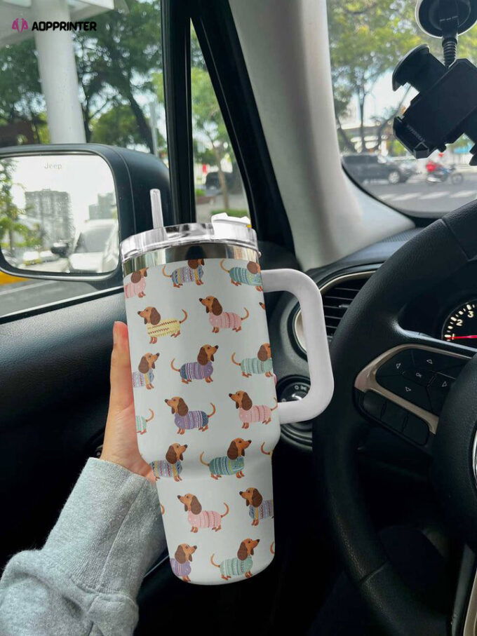 Dachshund Shineful 40oz Stanley Tumbler Cozy Gift for Fans