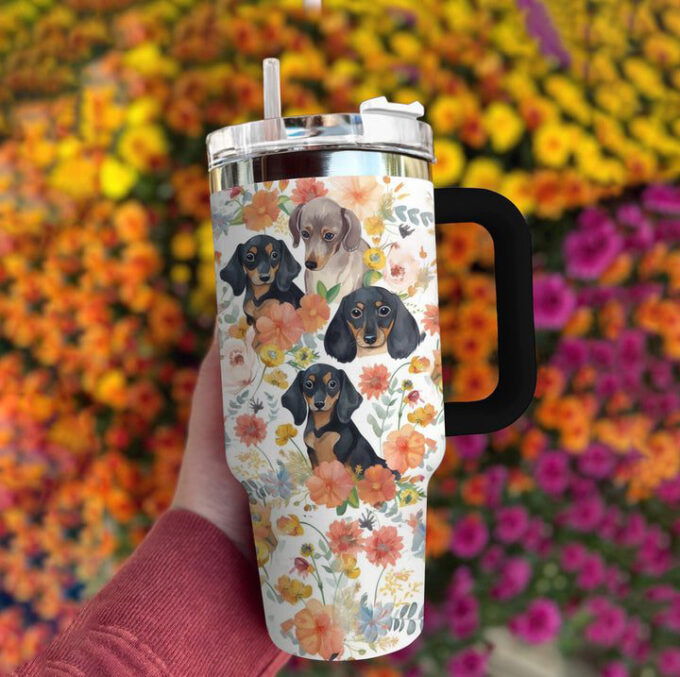 Dachshund Shineful 40oz Stanley Tumbler Wild Flower Gift for Fans