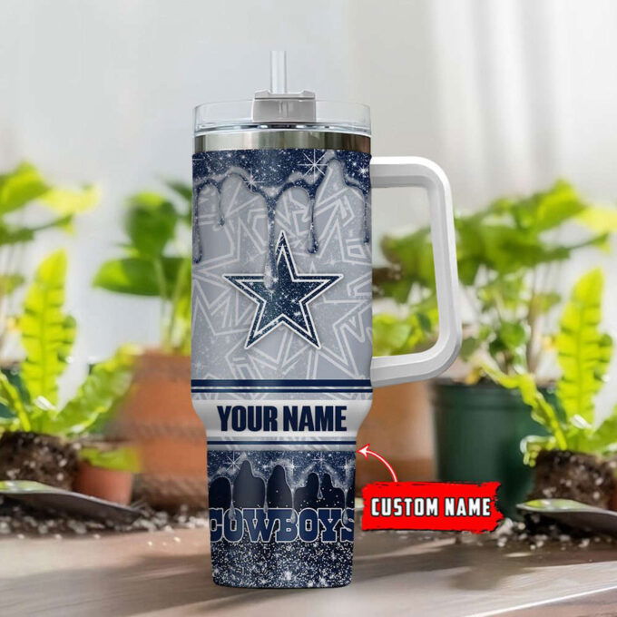 Dallas Cowboys NFL Glitter Custom Name 40oz Stanley Tumbler Gift for Fans