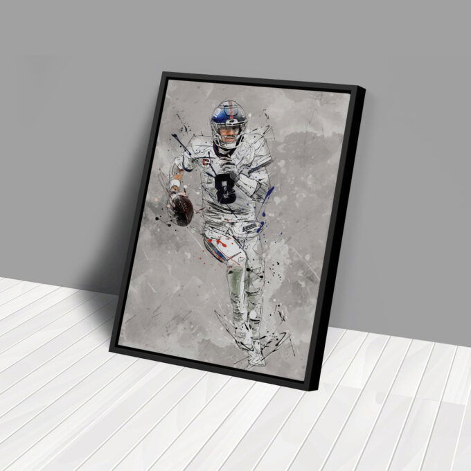 Daniel Jones Poster New York Giants NFL Canvas Wall Art Home Decor Framed Poster Man Cave Gift