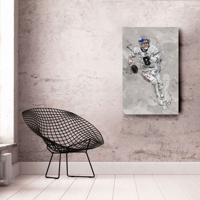 Daniel Jones Poster New York Giants NFL Canvas Wall Art Home Decor Framed Poster Man Cave Gift
