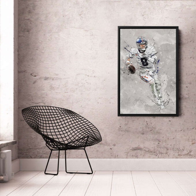 Daniel Jones Poster New York Giants NFL Canvas Wall Art Home Decor Framed Poster Man Cave Gift