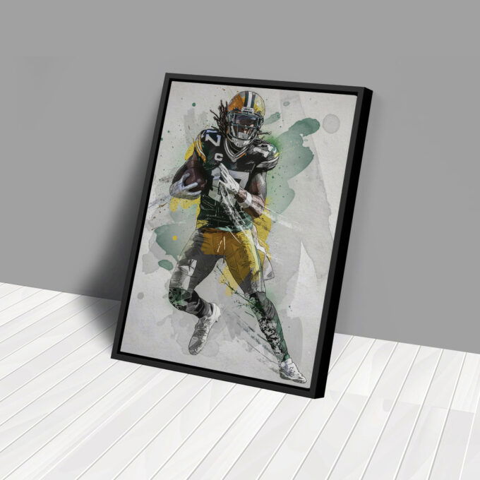 Davante Adams Poster Green Bay Packers NFL Framed Wall Art Home Decor Canvas Print Artwork