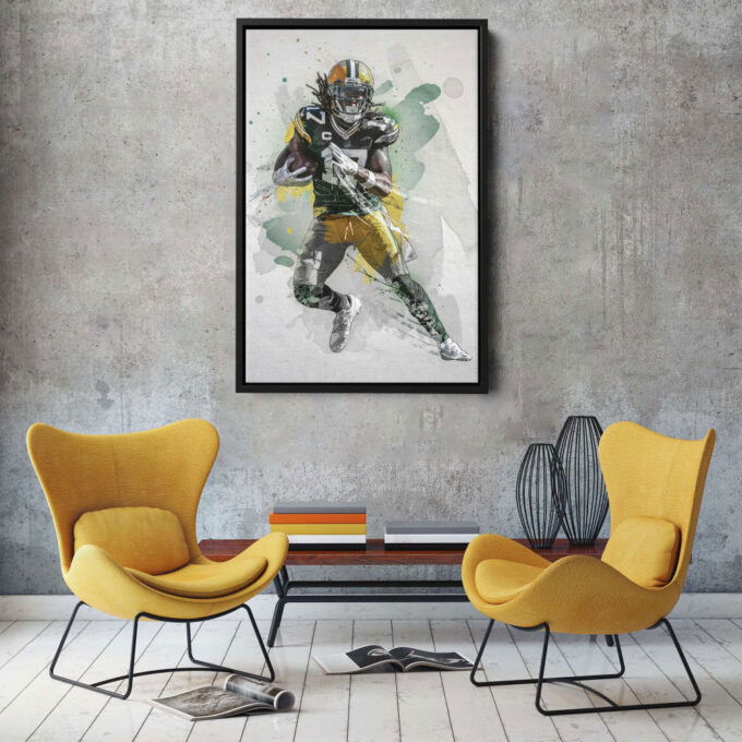 Davante Adams Poster Green Bay Packers NFL Framed Wall Art Home Decor Canvas Print Artwork